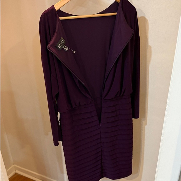 Adrianna Papell Deep Purple Long Sleeve Dress - Picture 9 of 9